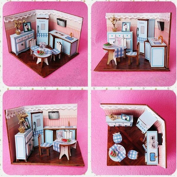 Maison de poupée miniature 1:24 DIY avec meubles en bois à assembler