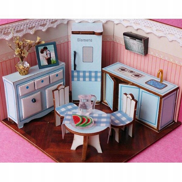 Maison de poupée miniature 1:24 DIY avec meubles en bois à assembler