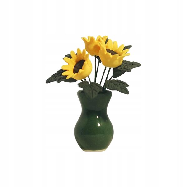 Cottage per bambole con girasoli in scala 1:12, accessori decorativi miniatura