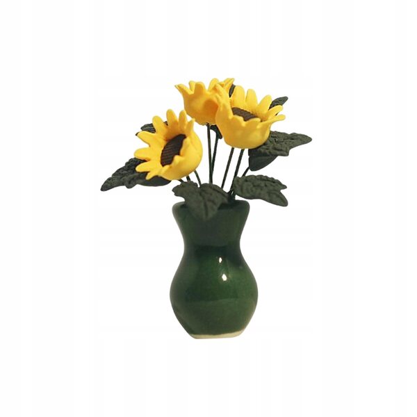 Cottage per bambole con girasoli in scala 1:12, accessori decorativi miniatura