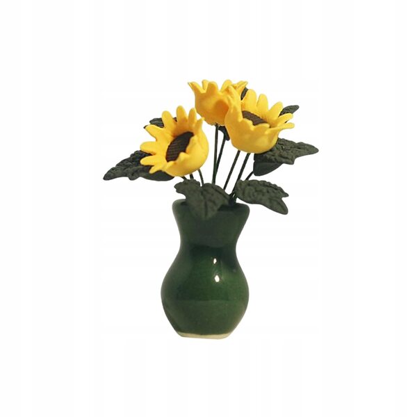 Cottage per bambole con girasoli in scala 1:12, accessori decorativi miniatura