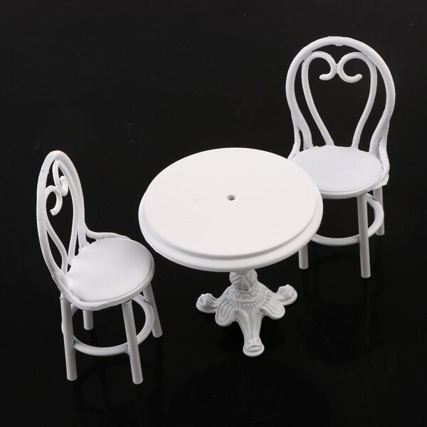 Set Miniature Mobili da Sala da Pranzo in Metallo Scala 1:12 Bianco