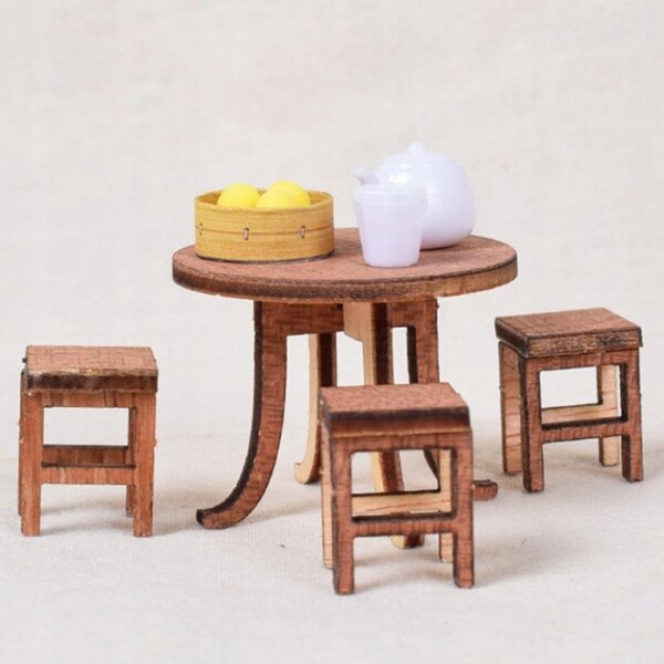 1:24 Miniatur-Puppenhaus-Teestube aus Holz zum Selbermachen mit LED