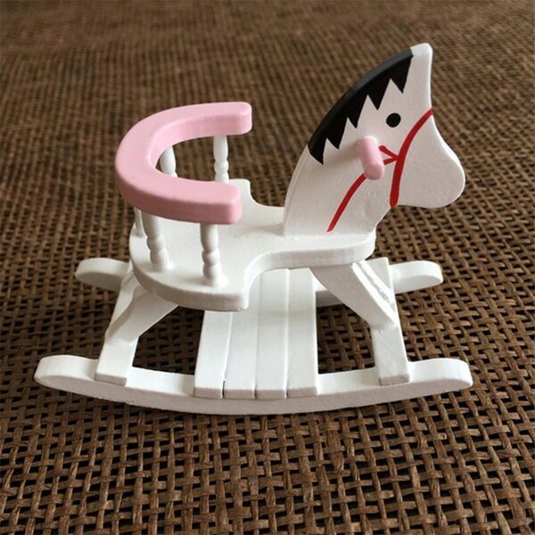 Miniatura Cavallo a Dondolo in Legno 1:12 per Casa delle Bambole Decorazione