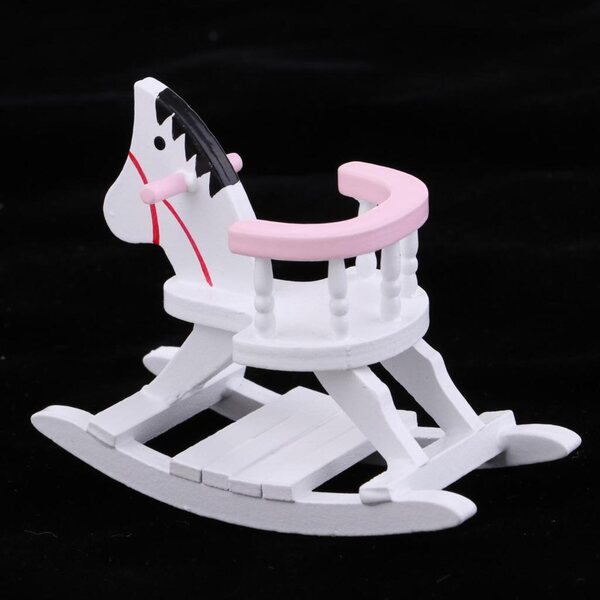Miniatura Cavallo a Dondolo in Legno 1:12 per Casa delle Bambole Decorazione