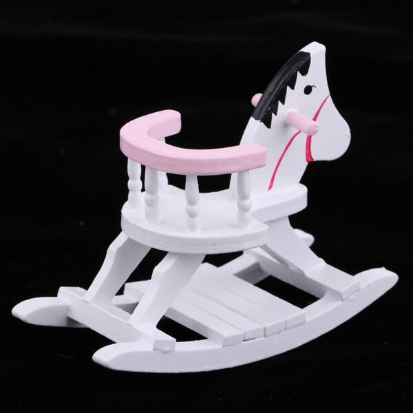 Miniatura Cavallo a Dondolo in Legno 1:12 per Casa delle Bambole Decorazione