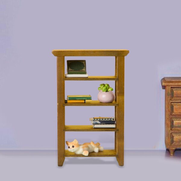Miniatura Libreria 4 Ripiani in Legno per Casa delle Bambole Scala 1:12