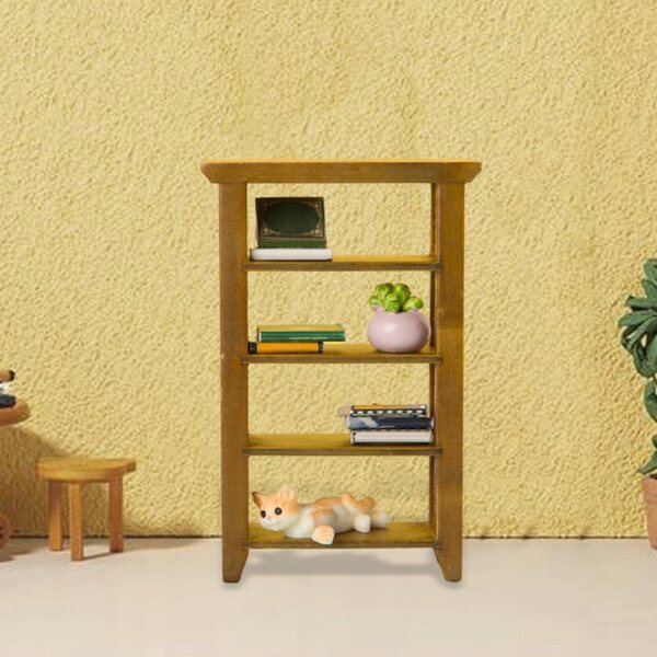 Miniatura Libreria 4 Ripiani in Legno per Casa delle Bambole Scala 1:12