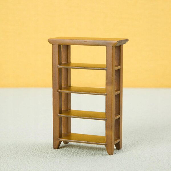 Miniatura Libreria 4 Ripiani in Legno per Casa delle Bambole Scala 1:12