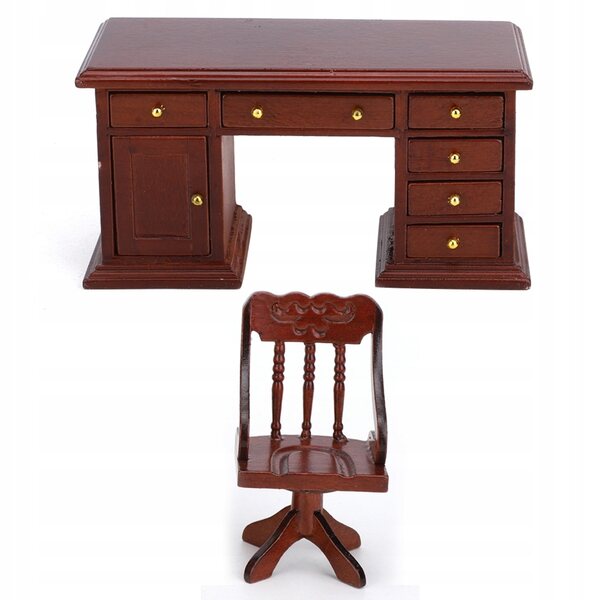 Mini modello 1:12 sedia da scrivania per casa delle bambole in legno decorativo