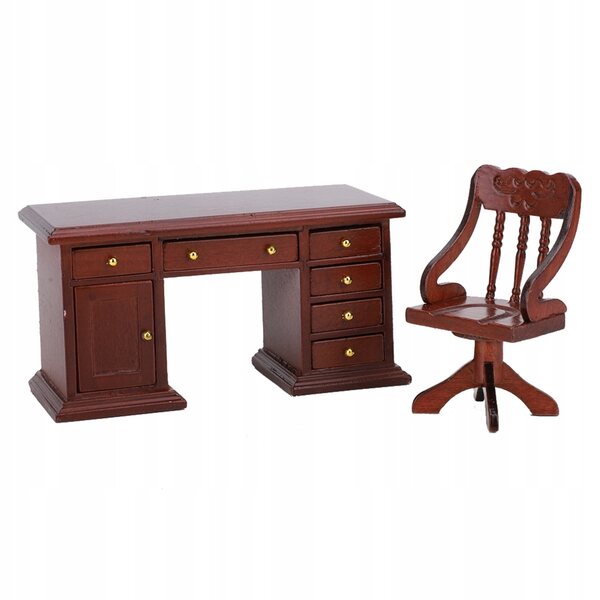 Mini modello 1:12 sedia da scrivania per casa delle bambole in legno decorativo