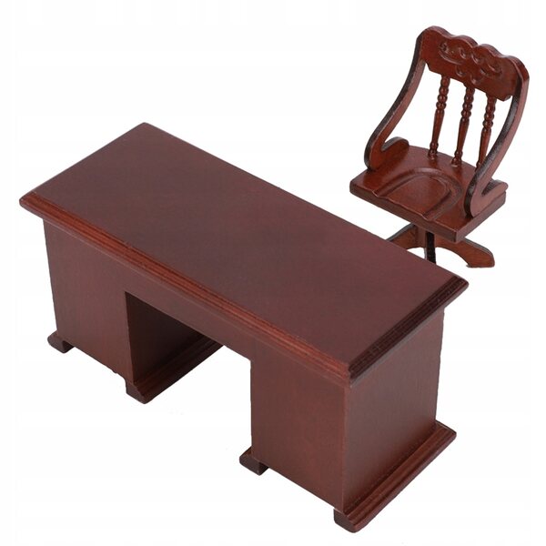 Mini modello 1:12 sedia da scrivania per casa delle bambole in legno decorativo