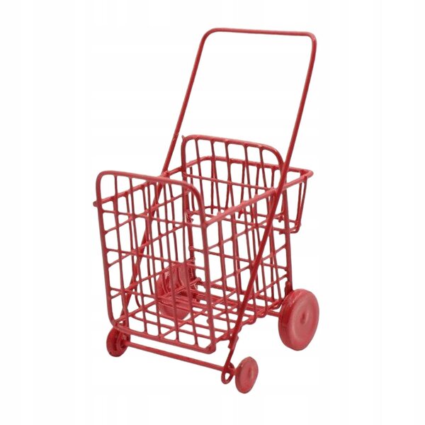 Miniatur realistischer roter Trolley 1/12 für Puppenhaus, dekoratives Accessoire