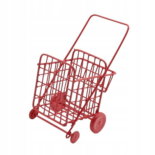 Miniatur realistischer roter Trolley 1/12 für Puppenhaus, dekoratives Accessoire