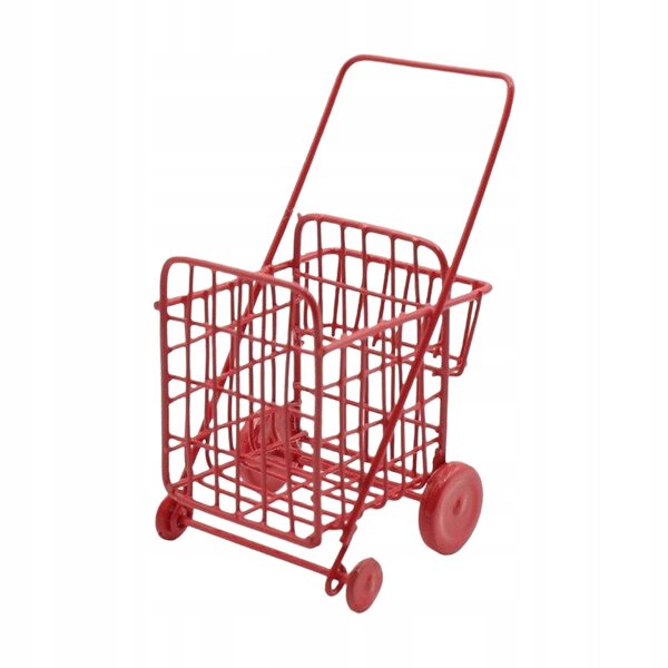 Miniatur realistischer roter Trolley 1/12 für Puppenhaus, dekoratives Accessoire
