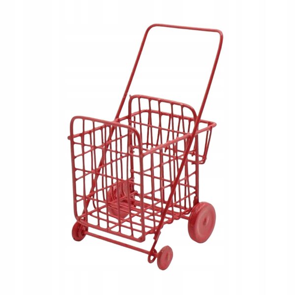 Miniatur realistischer roter Trolley 1/12 für Puppenhaus, dekoratives Accessoire