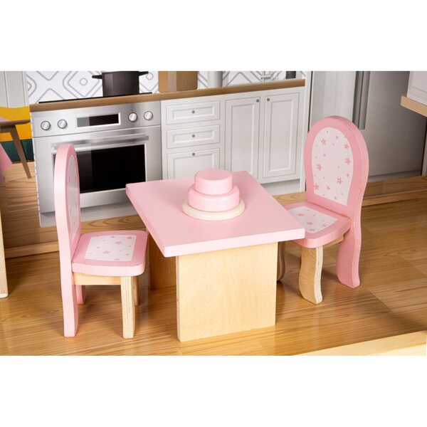 Grande casa delle bambole in legno con 28 mobili e 7 stanze, 138 cm