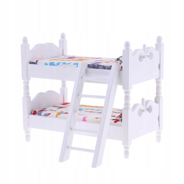 1/12 Etagenbett aus Holz für Puppenhaus, Miniatureinrichtung