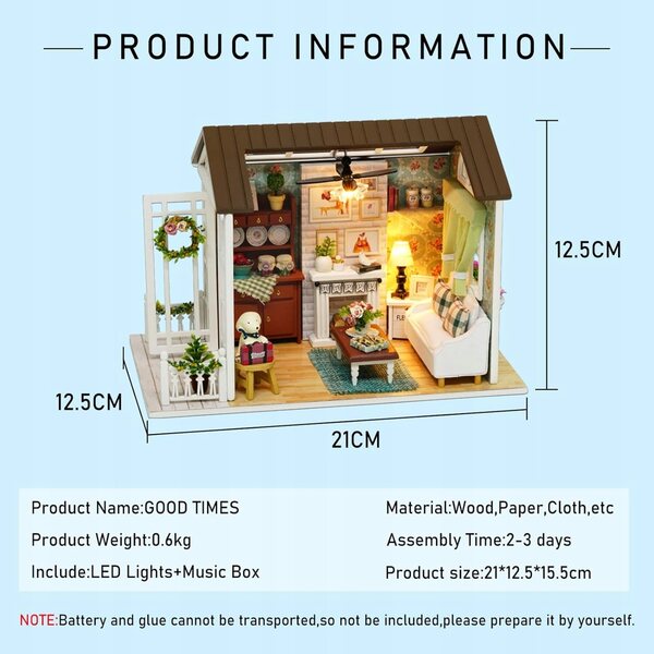 Casa in legno fai da te con mobili e decorazioni in miniatura
