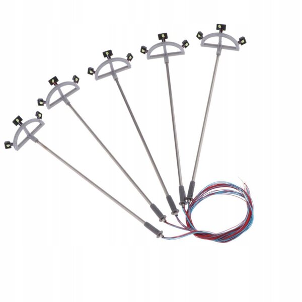 Set 5 luci stradali LED modello treno scala 1:87 HO per miniature paesaggi