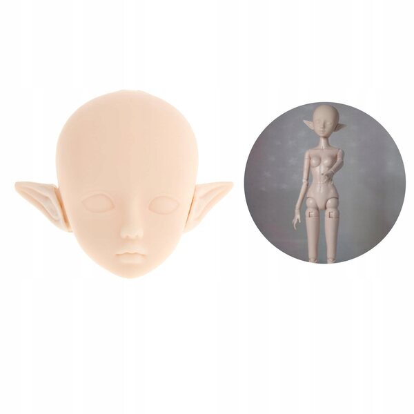 1:6 nacktes weibliches Puppenkopfmodell mit Elfenohren aus Kunststoff