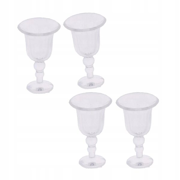 Set 4 Bicchieri Miniatura in Vetro Trasparente per Casa delle Bambole 1:12