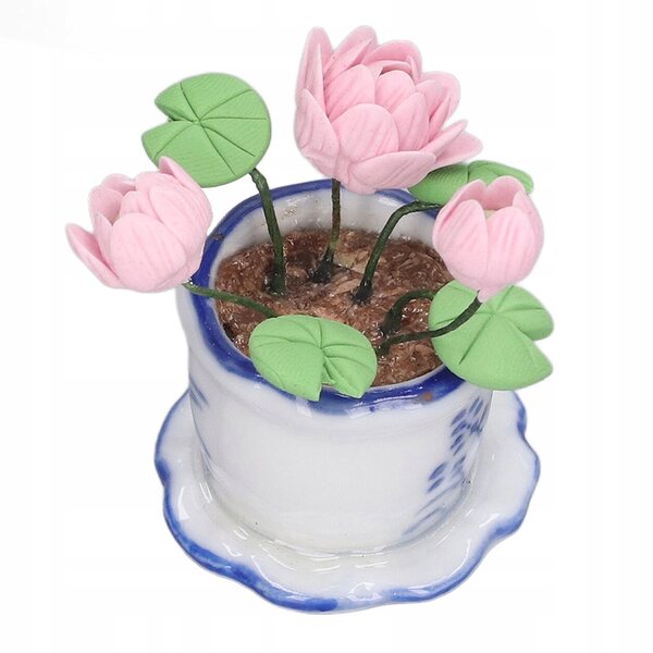 Fiori Miniatura 1:12 Lotus in Vaso per Casa delle Bambole e Decorazioni Artistiche
