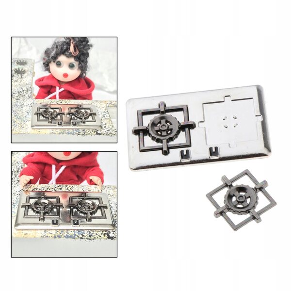 Miniatura cucina a gas in metallo per casa delle bambole scala 1:12