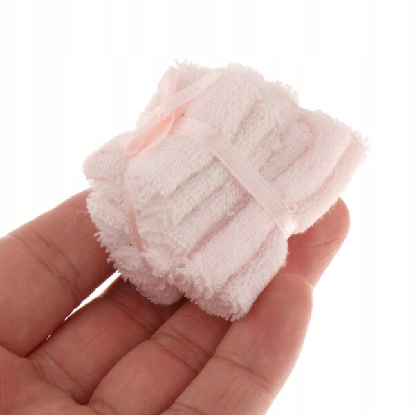 Set Miniatura Telo Bagno Casa Bambole Scala 1:12 Realistico Rosa