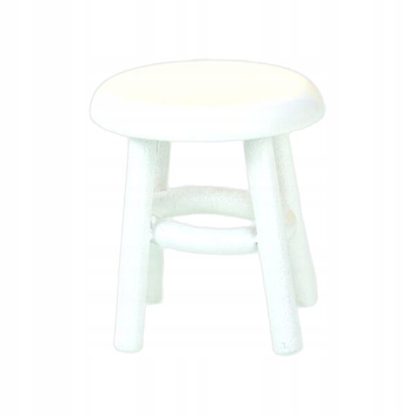 Sgabello in legno bianco fatto a mano in miniatura per casa delle bambole 1:12