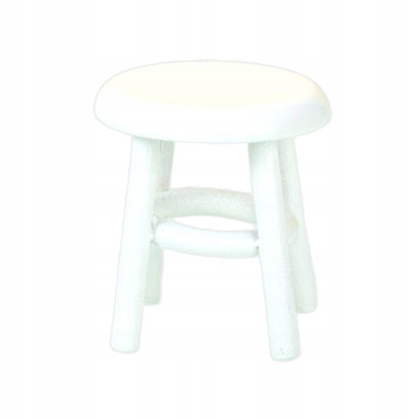 Sgabello in legno bianco fatto a mano in miniatura per casa delle bambole 1:12