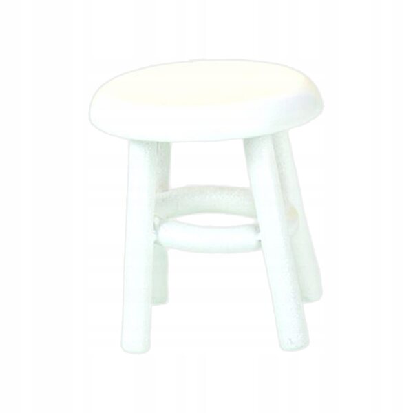 Sgabello in legno bianco fatto a mano in miniatura per casa delle bambole 1:12