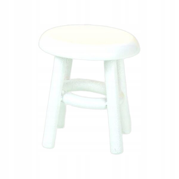 Sgabello in legno bianco fatto a mano in miniatura per casa delle bambole 1:12