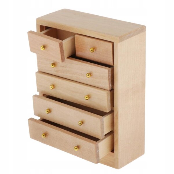1:12 Puppenhausschrank aus Holz mit 5 Organizer-Schubladen