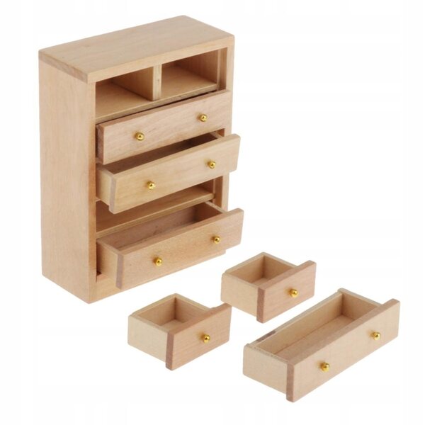 1:12 Puppenhausschrank aus Holz mit 5 Organizer-Schubladen