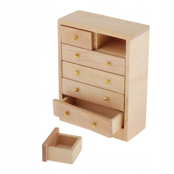 1:12 Puppenhausschrank aus Holz mit 5 Organizer-Schubladen