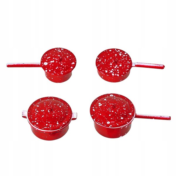 Miniatur-Set mit 4 Metallpfannen für Puppenhäuser im Maßstab 1:12