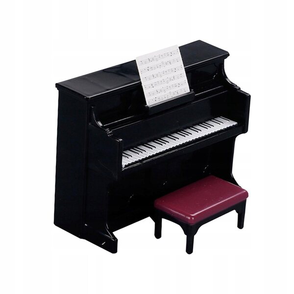 Pianino do domku dla lalek z zestawem stołków 1/12 Domek dla lalek Grand Piano Model czarny