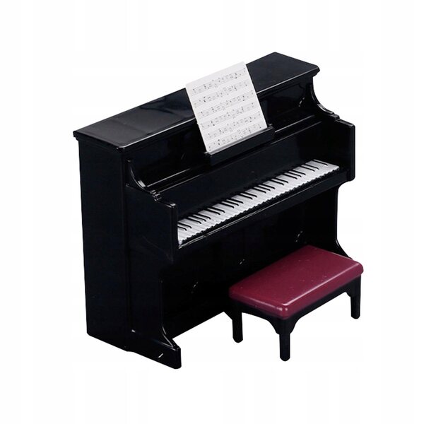 Pianino do domku dla lalek z zestawem stołków 1/12 Domek dla lalek Grand Piano Model czarny