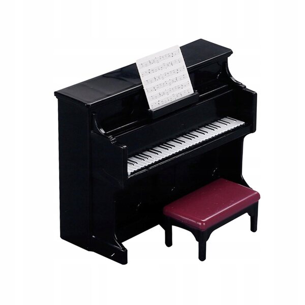 Pianino do domku dla lalek z zestawem stołków 1/12 Domek dla lalek Grand Piano Model czarny