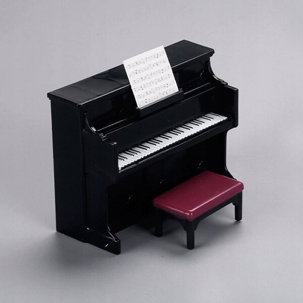Pianino do domku dla lalek z zestawem stołków 1/12 Domek dla lalek Grand Piano Model czarny