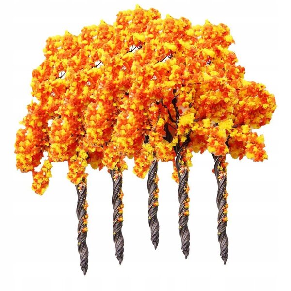 Lot de 5 arbres à modeler à fleurs rouges en fer 9 cm pour paysages et dioramas