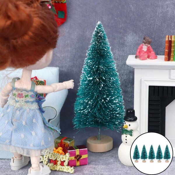 Miniatura Casa delle Bambole Albero di Natale 1:12 Decorazione con Base in Legno