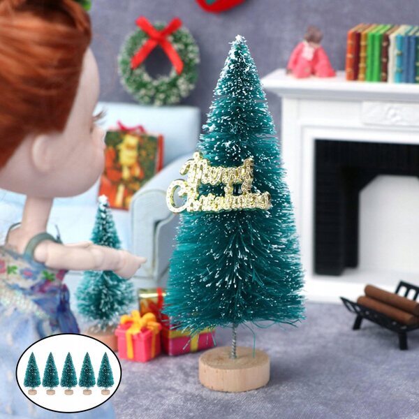 Miniatura Casa delle Bambole Albero di Natale 1:12 Decorazione con Base in Legno