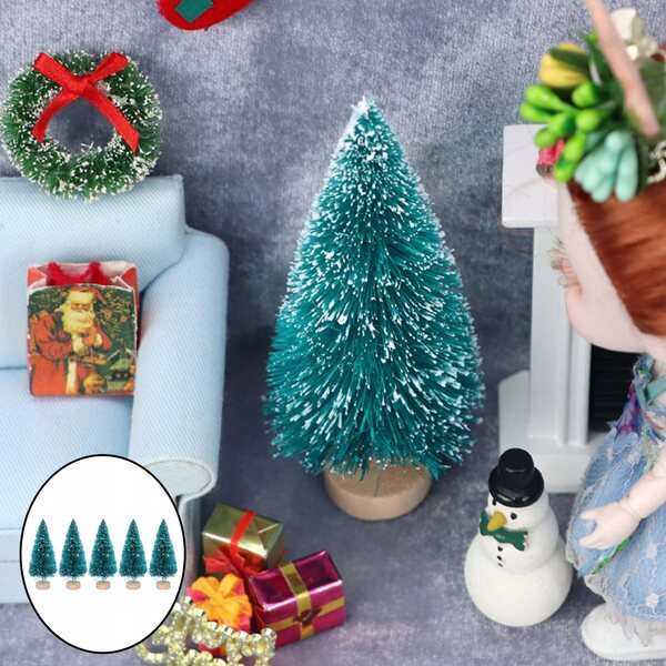 Miniatura Casa delle Bambole Albero di Natale 1:12 Decorazione con Base in Legno