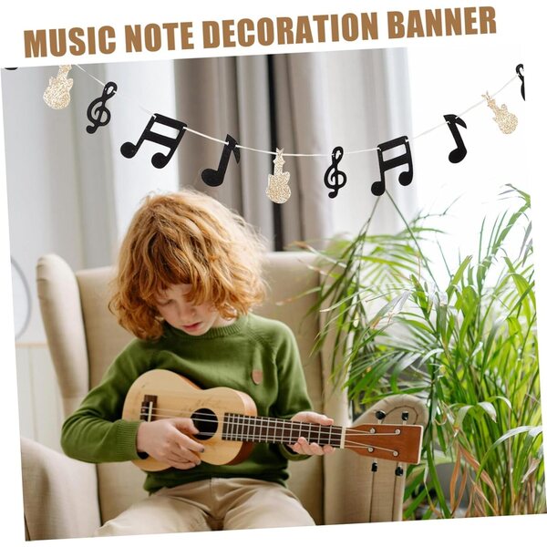 Striscione Decorativo con Note Musicali e Chitarra per Feste e Concerti HOODANCOS