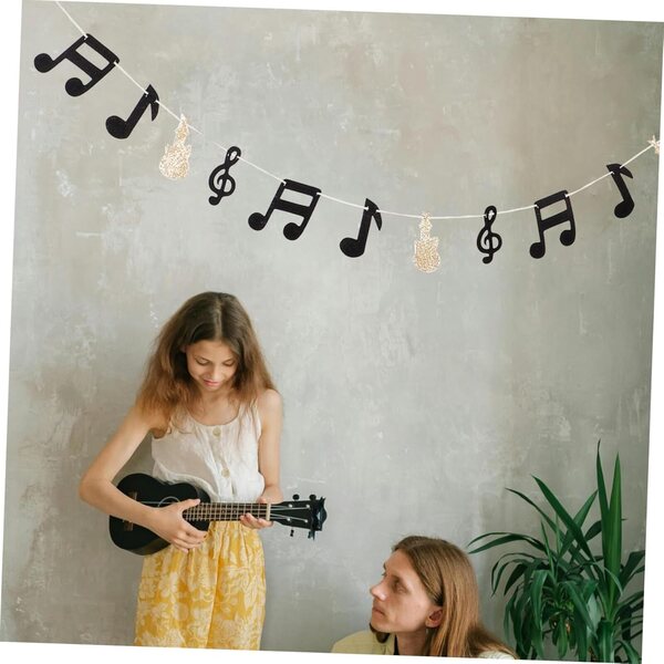 Striscione Decorativo con Note Musicali e Chitarra per Feste e Concerti HOODANCOS