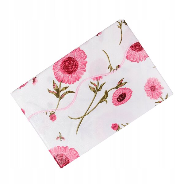 Rektangulær dug i PVC vinyl, rød med blomstermønster 106x152 cm