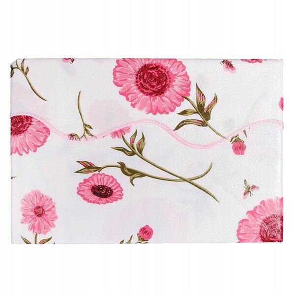 Rechteckige Tischdecke aus PVC-Vinyl, rot mit Blumenmuster, 106 x 152 cm