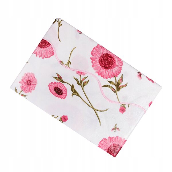 Rechteckige Tischdecke aus PVC-Vinyl, rot mit Blumenmuster, 106 x 152 cm
